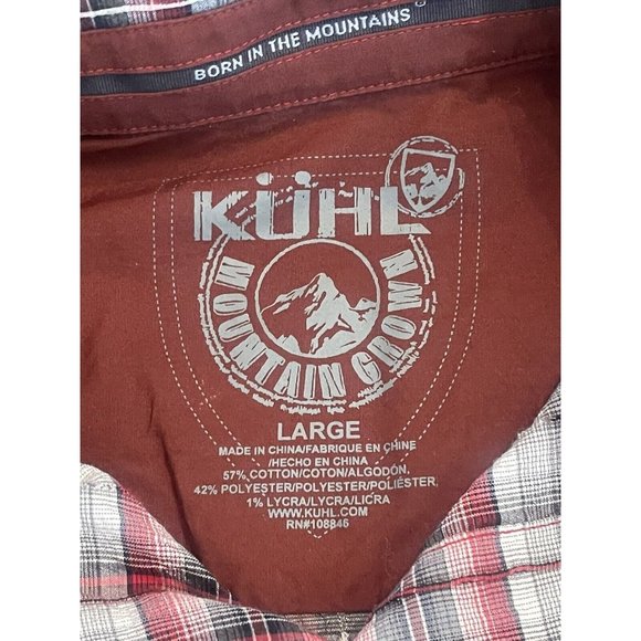 KUHL Button Up Shirt Mens Large‎ Red Plaid Short Sleeve - Picture 7 of 7